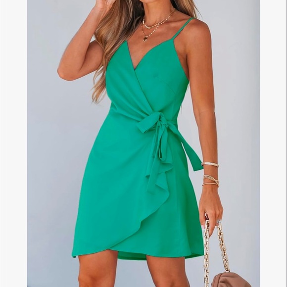 Cupshe Green Wrap Dress L - Picture 2 of 10